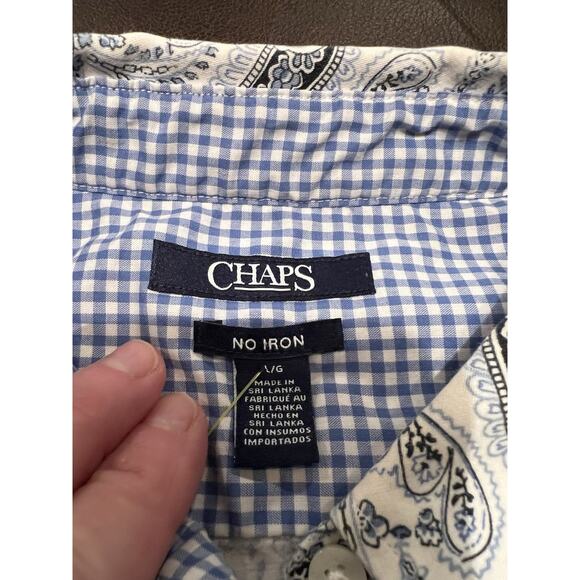 Chaps Ralph Lauren Womens Blue White Paisley L/S Cotton Button Shirt Blouse Med - Picture 3 of 6